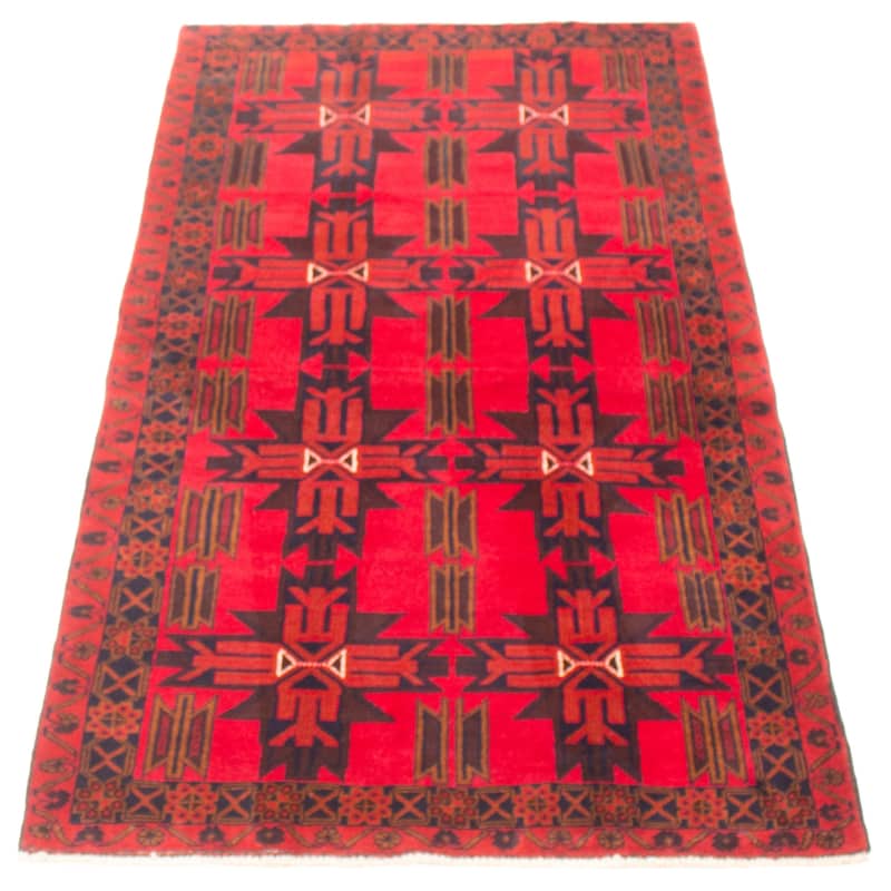 ECARPETGALLERY Hand-knotted Teimani Red Wool Rug - 3'7 x 6'11
