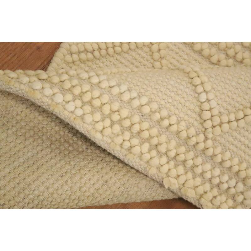 Hand Knotted Oriental 100% Wool Carpet Modern Geometric Beige & Ivories Modern Gotti Design Area Rug - 3' 0'' X 2' 0''