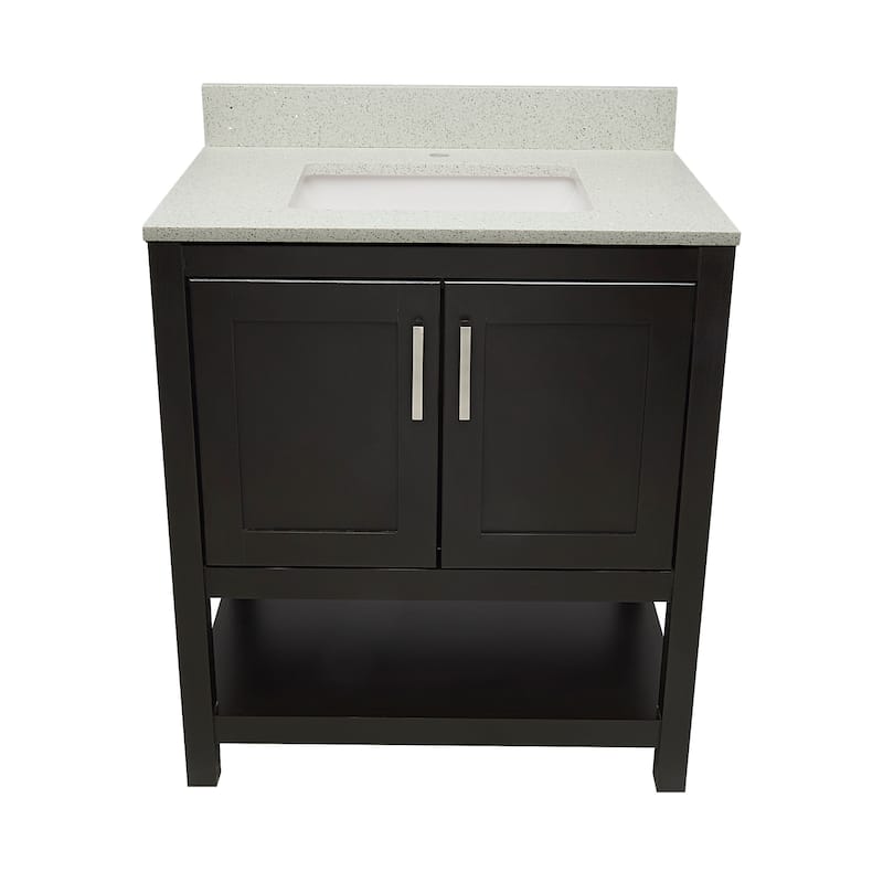 Taos 31" Bathroom Vanity in Espresso with Quartz Stone Vanity Top Sink w/ Backsplash in Galaxy White Single Hole