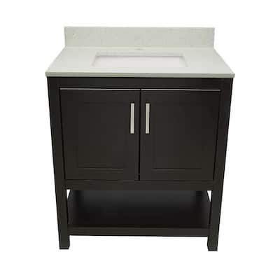 Taos 31" Bathroom Vanity in Espresso with Quartz Stone Vanity Top Sink w/ Backsplash in Galaxy White Single Hole