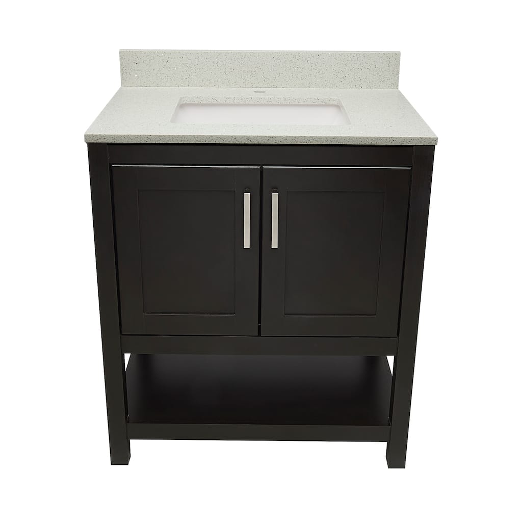 Taos 31" Bathroom Vanity in Espresso with Quartz Stone Vanity Top Sink w/ Backsplash in Galaxy White Single Hole