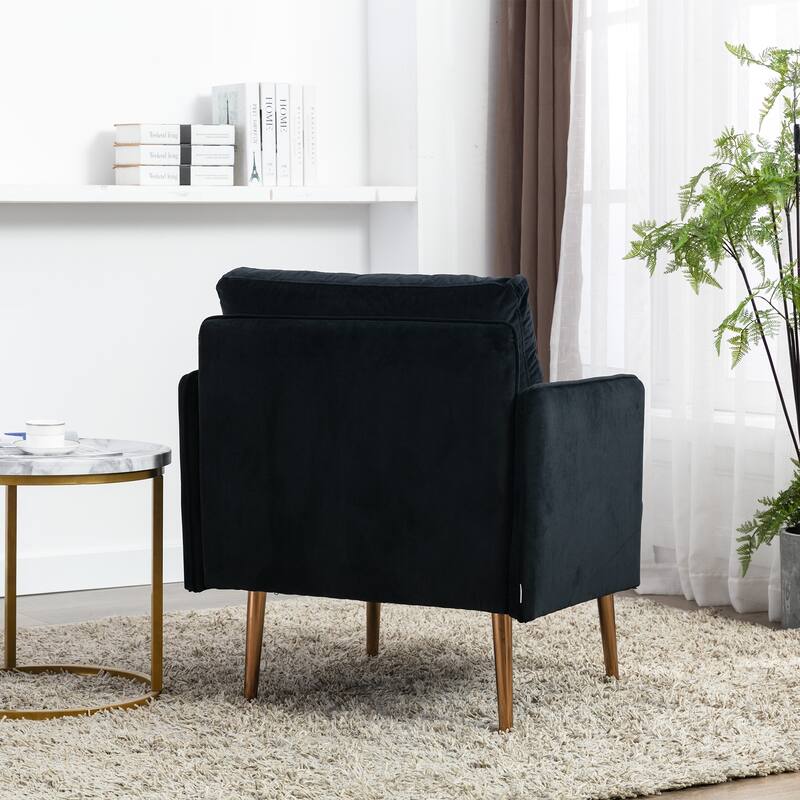 Velvet Upholstered Tufted Accent Chair With Rose Golden feet