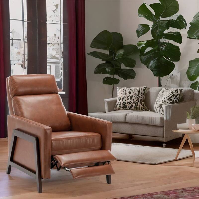 PU Leather Home Theater Push Back Recliner with Lumbar Support Bed