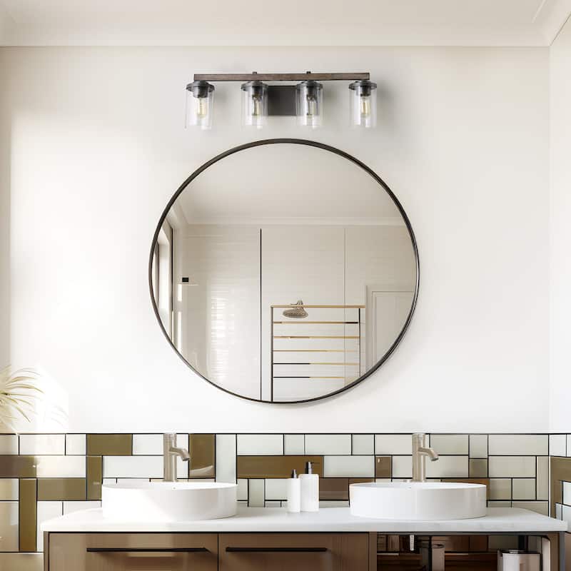 Farmhouse 3/4-Light Bathroom Vanity Light Cylinder Glass Wall sconces