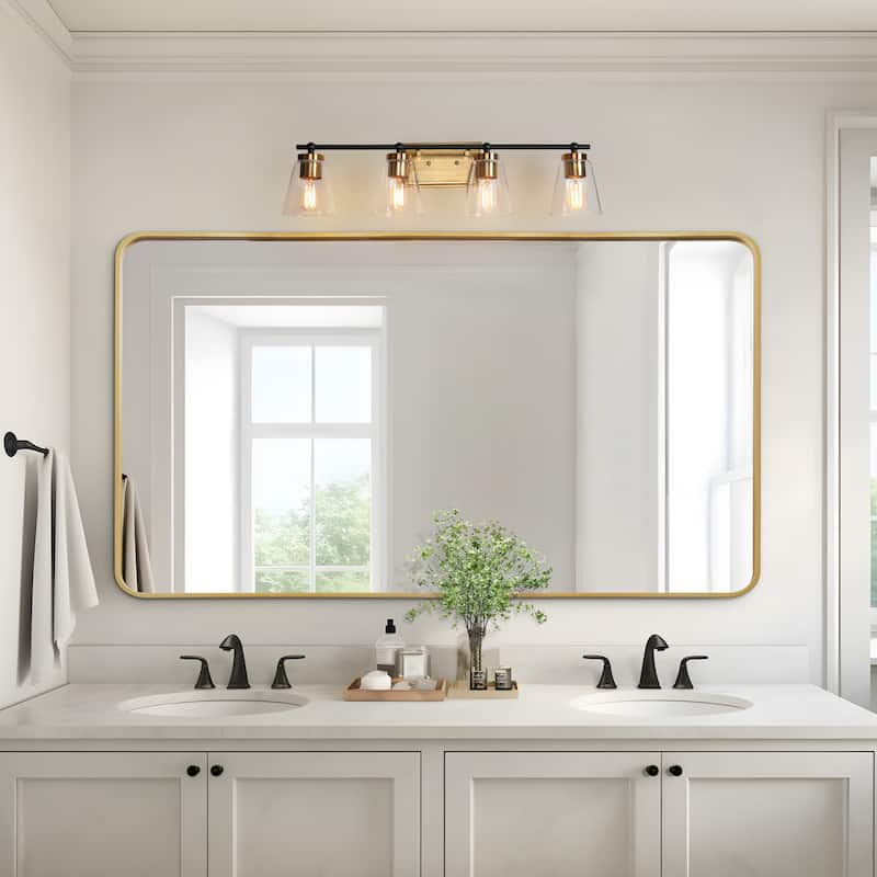 Modern 3/4-Light Black Gold Bathroom Vanity Lights Cone Glass Wall Sconce