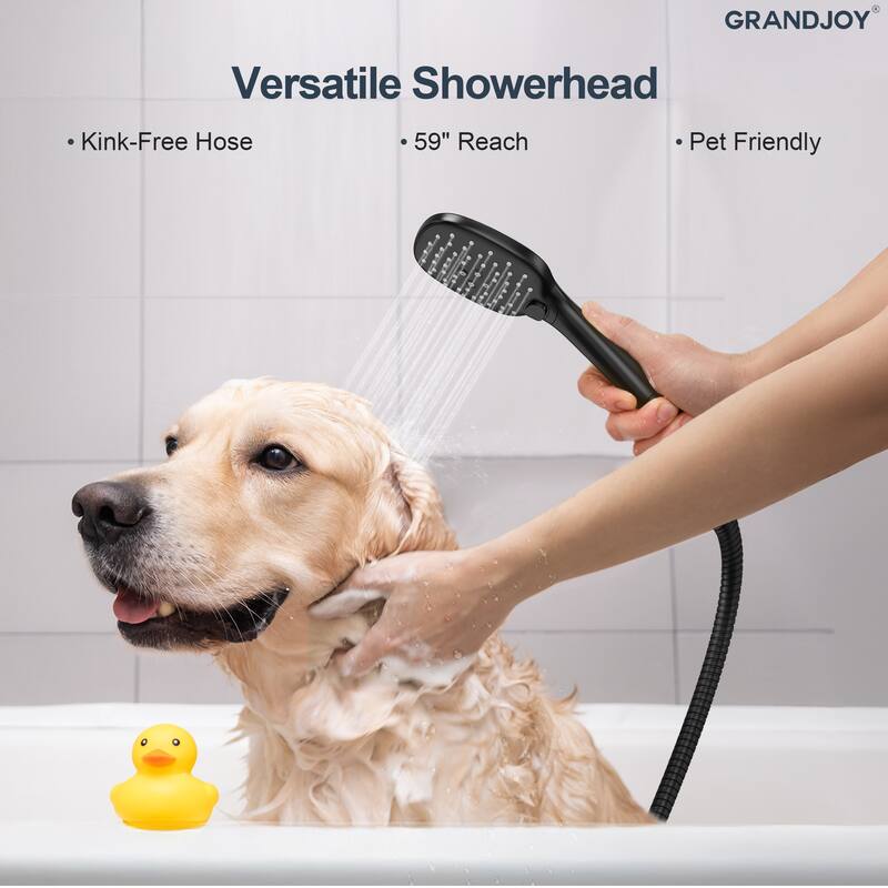 GRANDJOY 2-Spray Concealed Rain Shower System with Handheld, Wall-Mount Modern Design