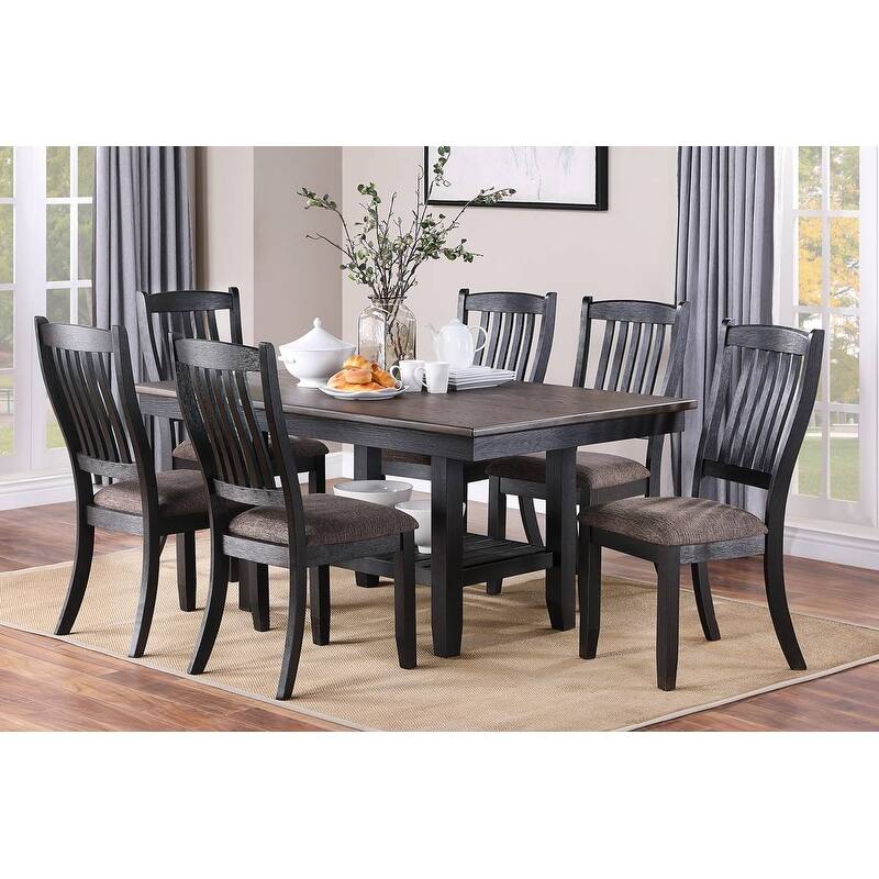 1pc Dining Table Dark Coffee Finish Kitchen Breakfast Dining Room Furniture Table w Storage Shelve Rubber wood