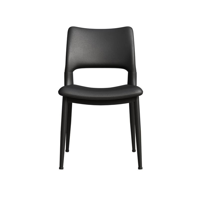 Modern Minimalist Pu Leather Dining Chairs Set Of 2, Comfortable Backrest Design, Metal Leg Support, Suitable For Restaurants