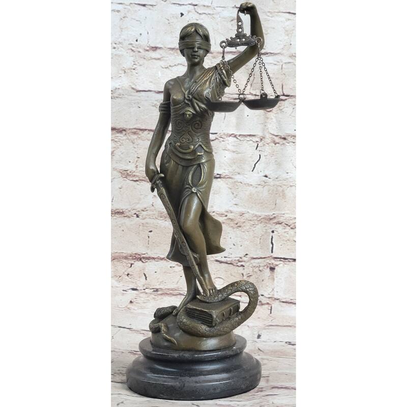 Bronze Blind Lady Of Justice Scales Law Lawyer Attorney Office Statue Sculpture