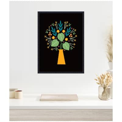 Kate and Laurel Sylvie Floral Yellow Vase Framed Canvas by Amber Leaders