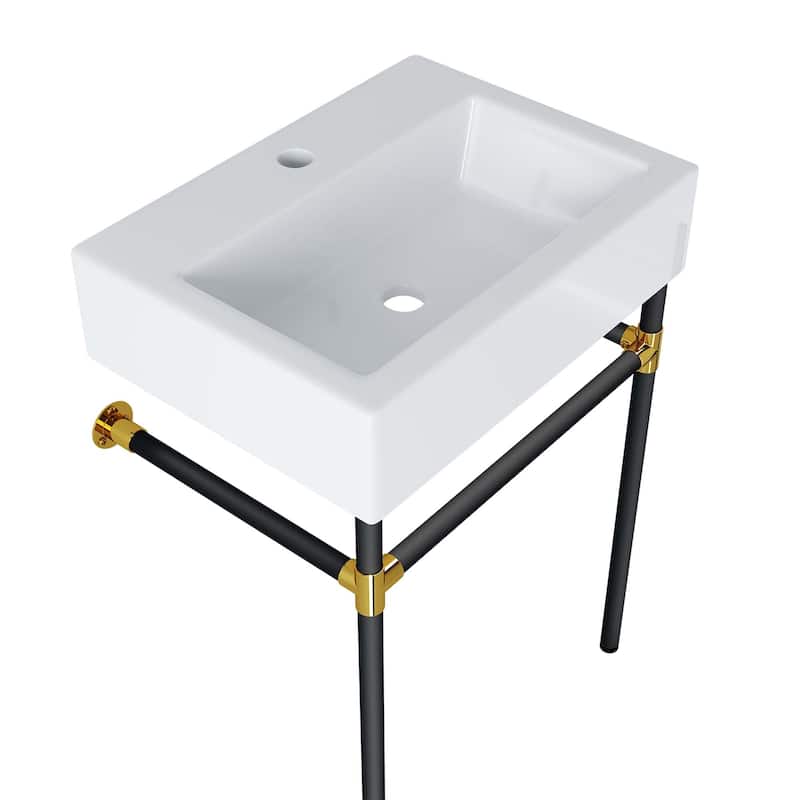 Redeem 24" Wall-Mount Black Stainless Steel Bathroom Vanity - Black
