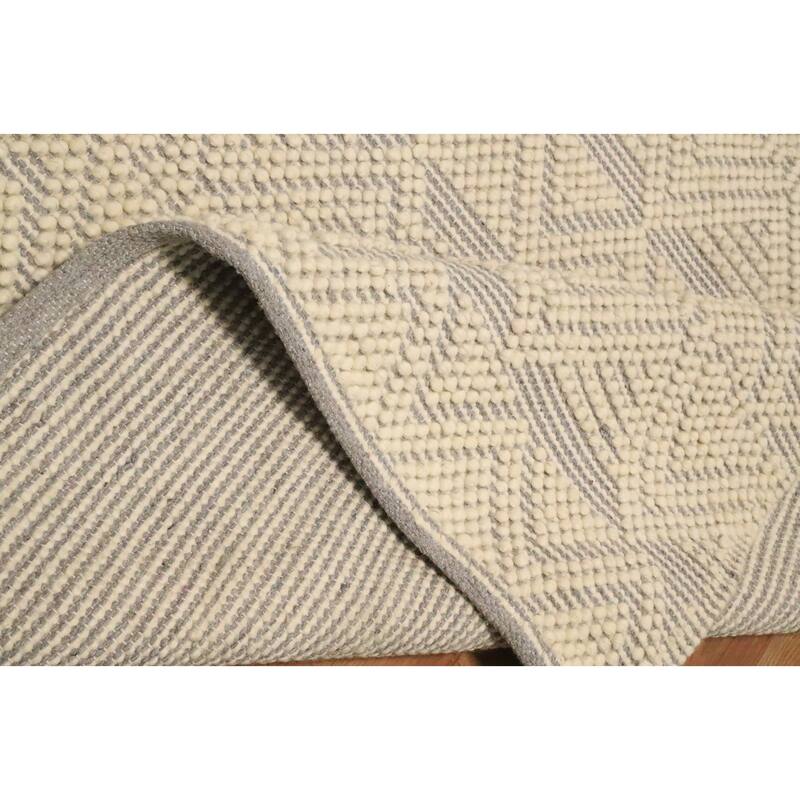 Hand Knotted Oriental 100% Wool Carpet Modern Geometric Beige & Ivories Modern Gotti Design Area Rug - 8' 8'' X 4' 11''