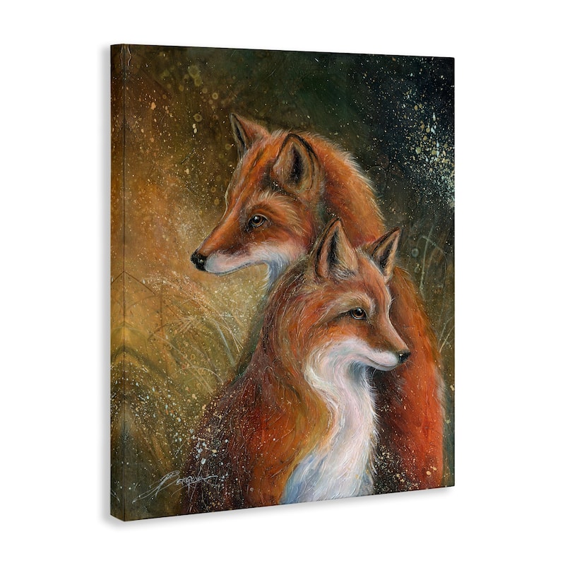 Stupell Fox Pair Portrait Canvas Wall Art Design By Jody Bergsma