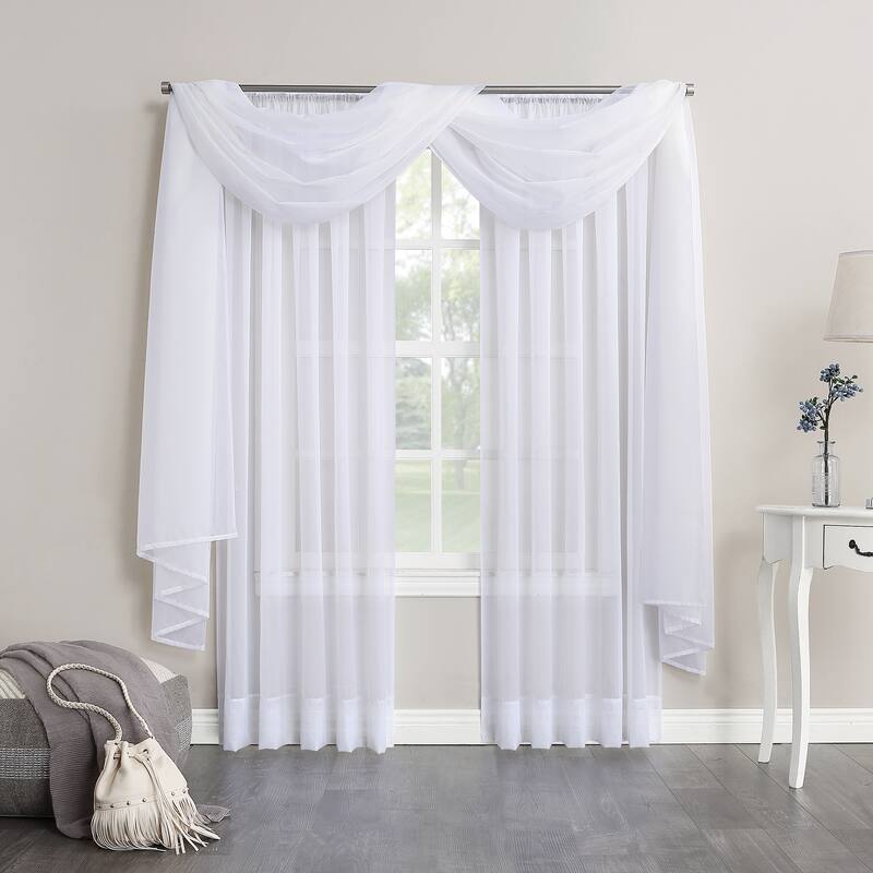 No. 918 Emily Voile Sheer Rod Pocket Curtain Panel, Single Panel
