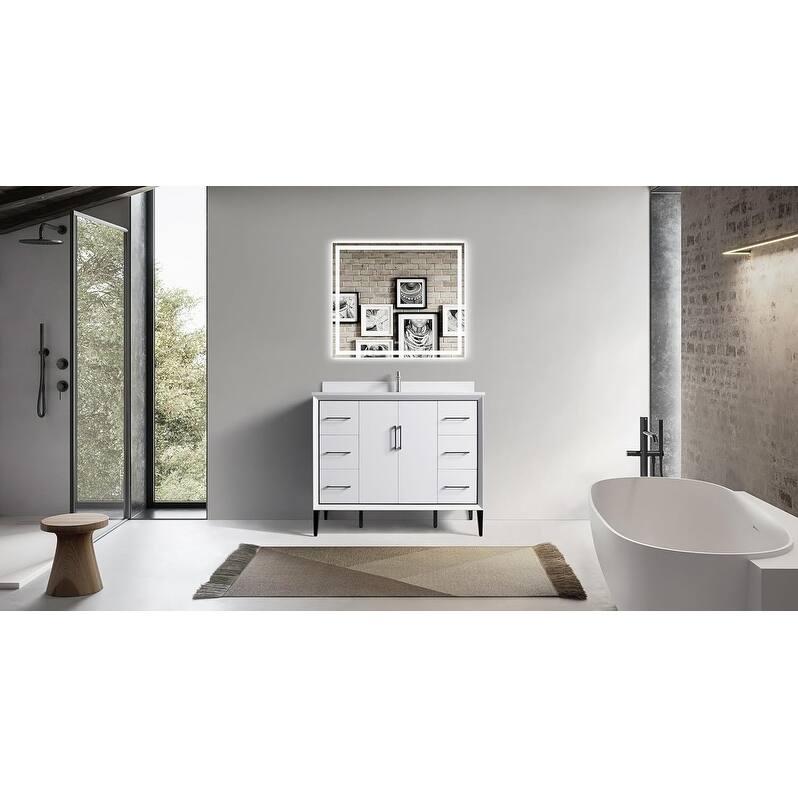 VSD Freestanding Shaker Bathroom Vanity with Cultured Marble Sink