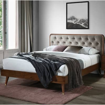 Cassidy Queen Tufted Upholstery Wood Bed