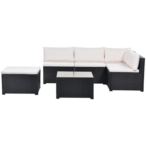 6-Piece Outdoor Furniture Sectional Sofa Set Beige