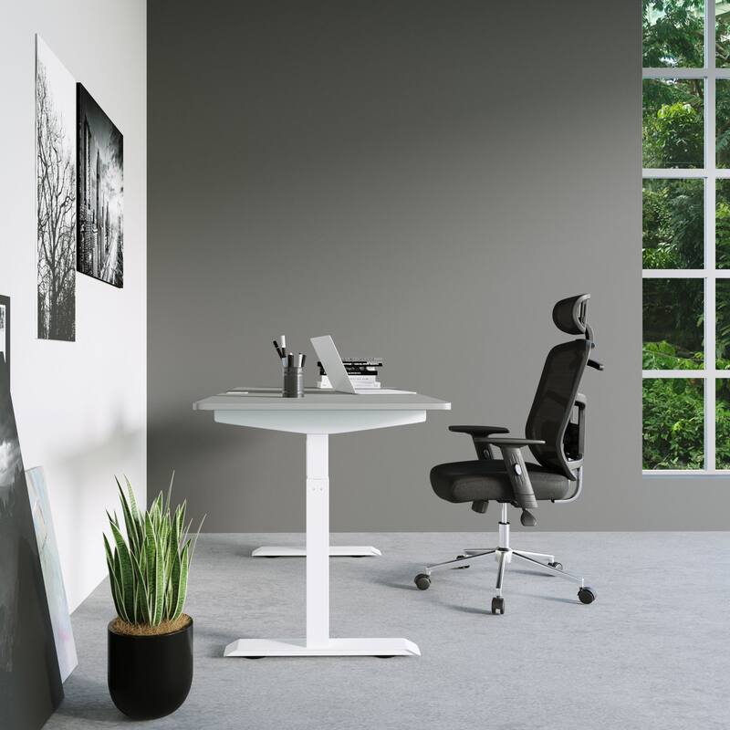 3.5' Black High Back Executive Mesh Office Chair Arms Lumbar Support