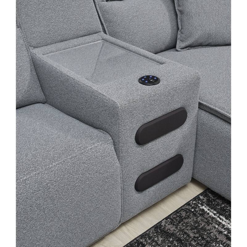 Signature Design by Ashley Modmax Gray 3-Piece Power Reclining Sectional with Chaise - 100" W x 63" D x 41" H