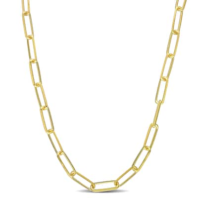 Miadora 18kt Yellow Gold Plated Sterling Silver Diamond Cut Paperclip Necklace