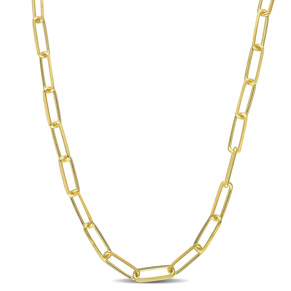 Miadora 18kt Yellow Gold Plated Sterling Silver Diamond Cut Paperclip Necklace
