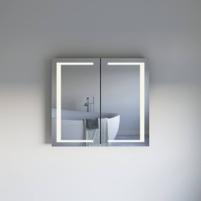 Fresca FMC024036 Spazio 39-5/16" x 35-3/8" Lighted Frameless Double - Silver - Silver Finish