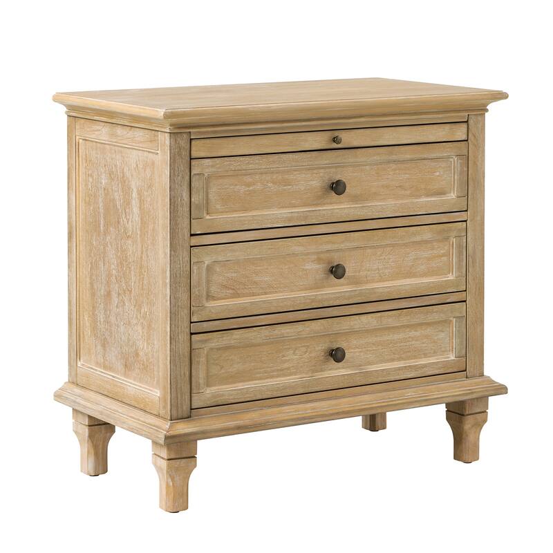 Muriel Farmhouse 3 Drawers End Table with Built-In Outlets by HULALA HOME