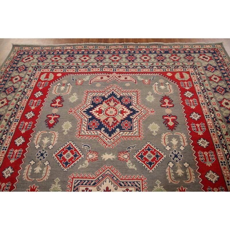 Traditional Grey Kazak Oriental Area Rug Handmade Wool Carpet - 8'7"x 11'5"