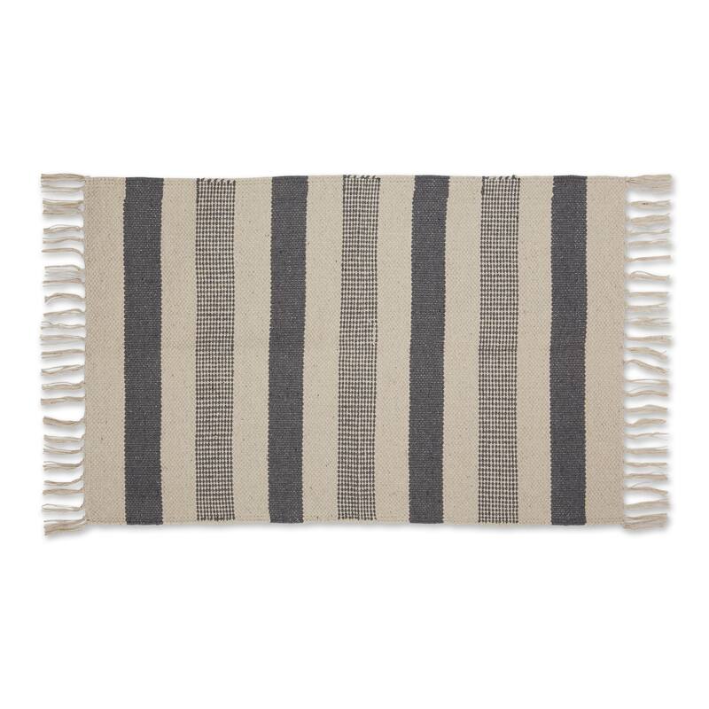 DII Black Ticking Stripe Hand-Loomed Rug 2x3 Ft - 24.0 In. L X 36.0 In. W X 0.2 In. H