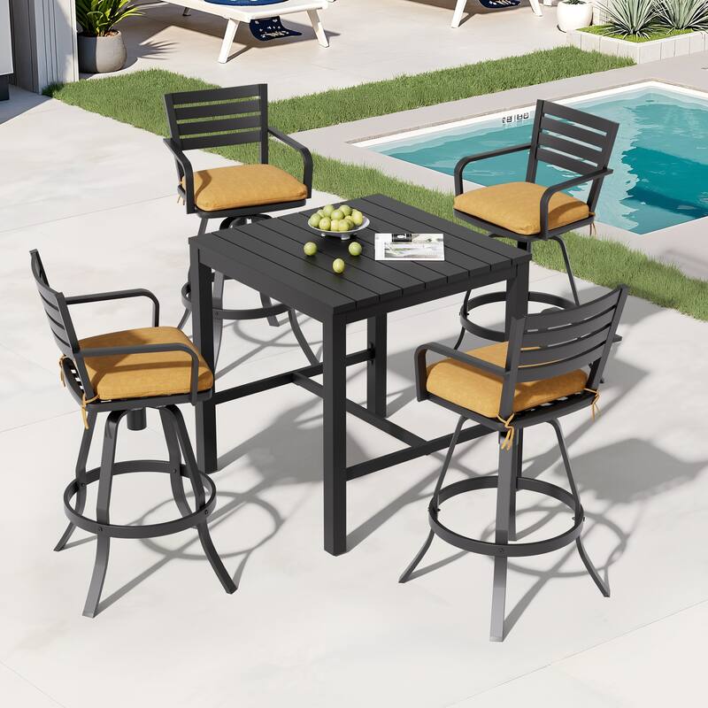 Outdoor Patio Swivel Aluminum Bar Stools Dining Chairs with Sunbrella Cushion
