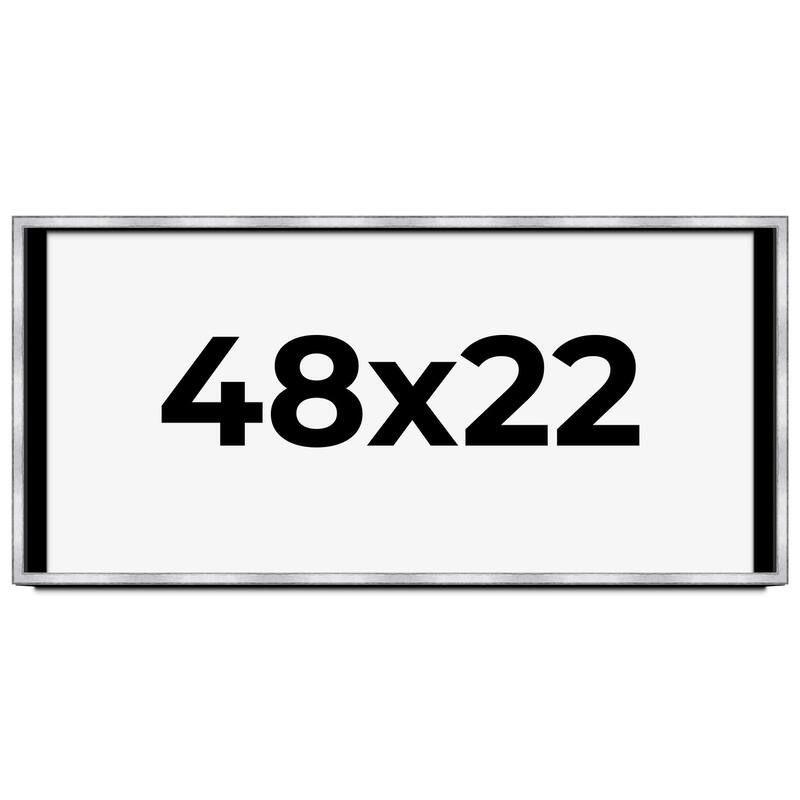 48x22 Shadow Box Frame Silver | 1.375 Inches Deep Real Wood
