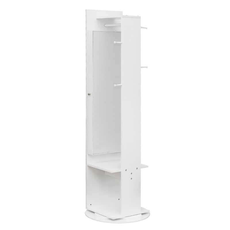 360 Full Length Mirror Jewelry Armoire with Hall Tree