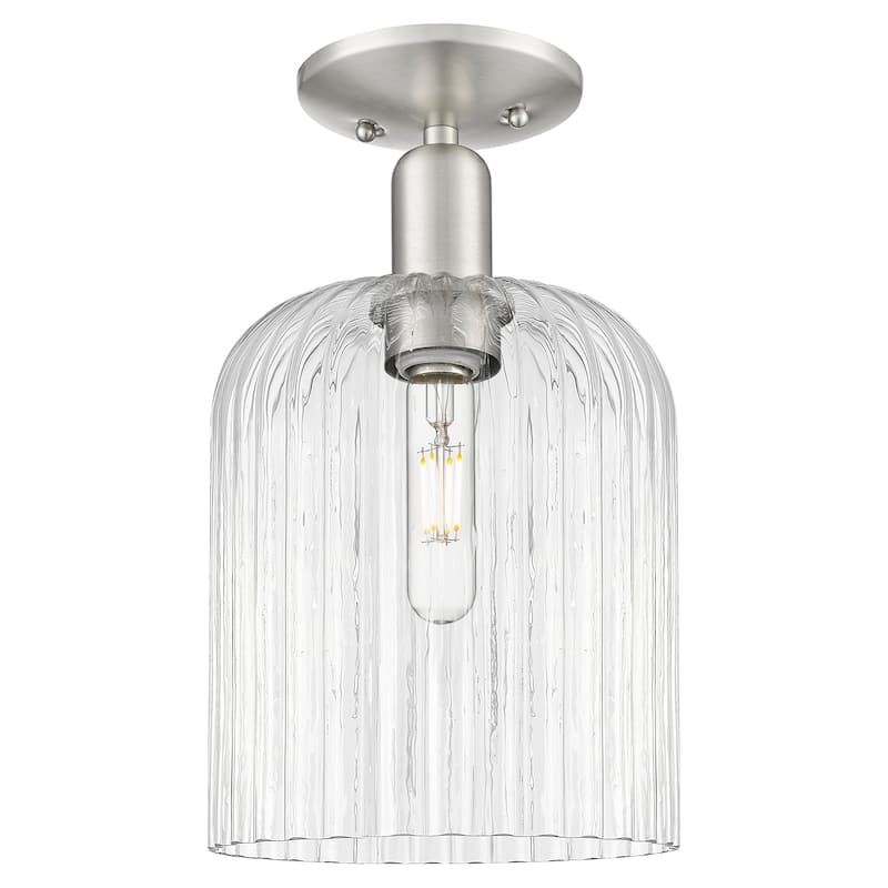 Innovations Lighting Endless Possibilities Arcadia - Bridal Veil - 1 Light 8" Semi-Flush Mount - Clear Shade/Brushed Satin Nickel