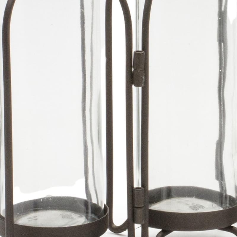 8" Black And Clear Glass And Metal Triple Test Tube Table Vase - 9.25