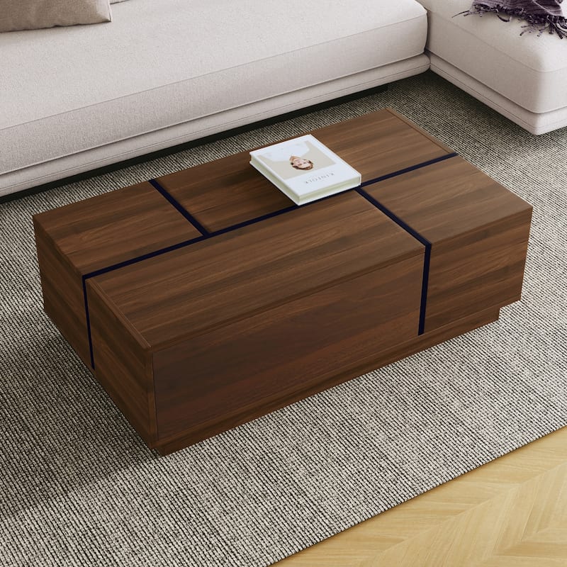 47.2" Coffee Table with Sliding Top & Hidden Storage