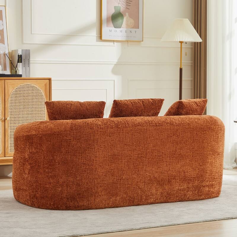 63.2" Modern Small Loveseat Sofa, Chenille Boneless Couch, Deep Seat Sofa with 3 Pillows