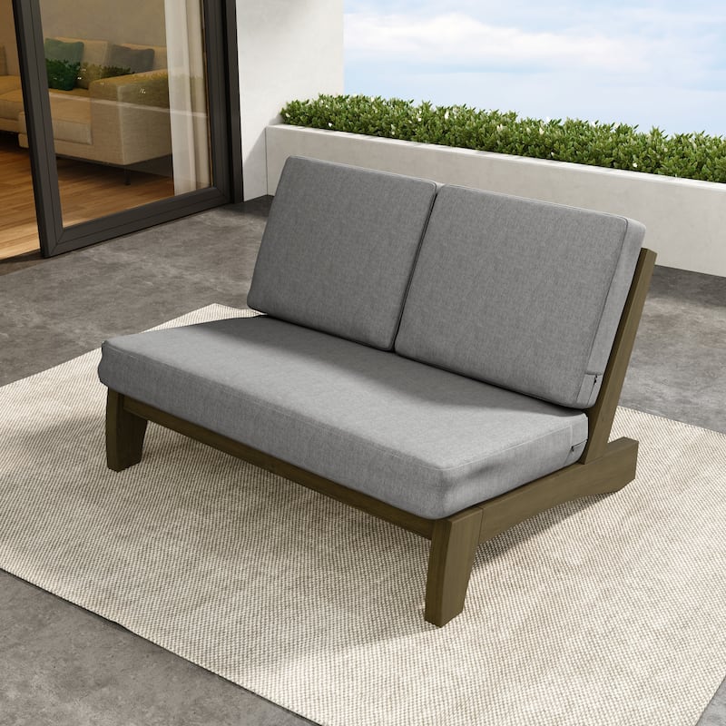 Outdoor Furniture Teak Wood Armless Loveseat Sofa With Cushion