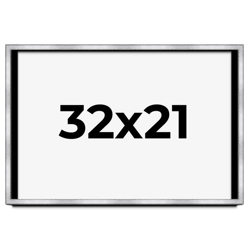 32x21 Shadow Box Frame Silver | 1.375 Inches Deep Real Wood