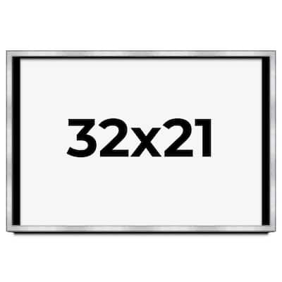 32x21 Shadow Box Frame Silver | 1.375 Inches Deep Real Wood