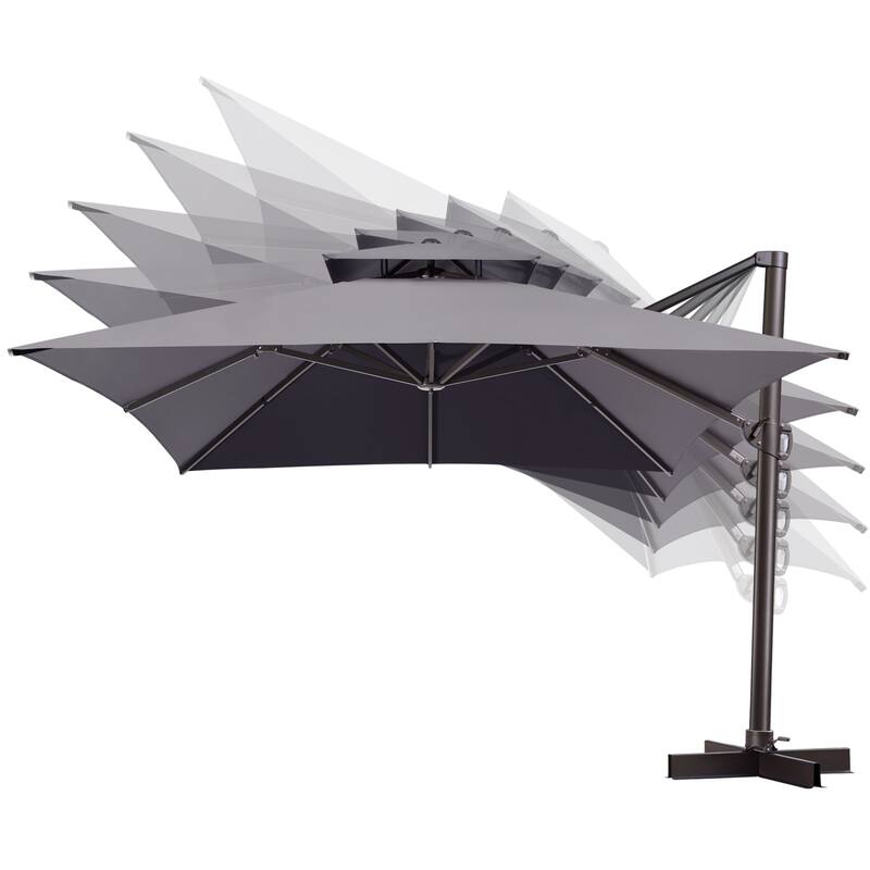 VredHom Outdoor Patio Offset Umbrella 360 Degree Rotation with Base