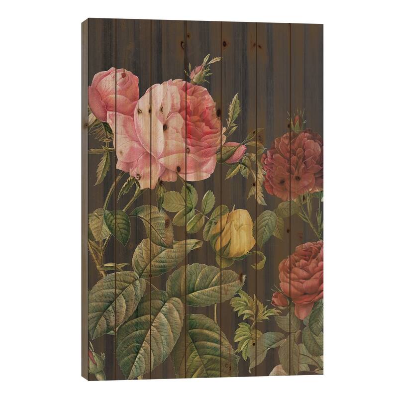 Redoute's Bouquet I Print On Wood by Pierre-Joseph Redouté - Multi-Color - 26x18x1.5