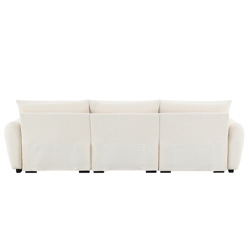 Vertical Tufting Sectional Sofa L Shape Modular Couches with Ottoman Chaise, Boucle Fabric Lounge Recliner Sofa