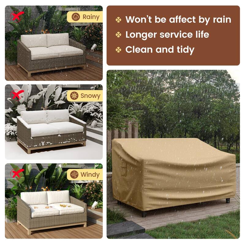 Gymax Patio Loveseat Cover 2-Seater Waterproof Deep Sofa Cover w/