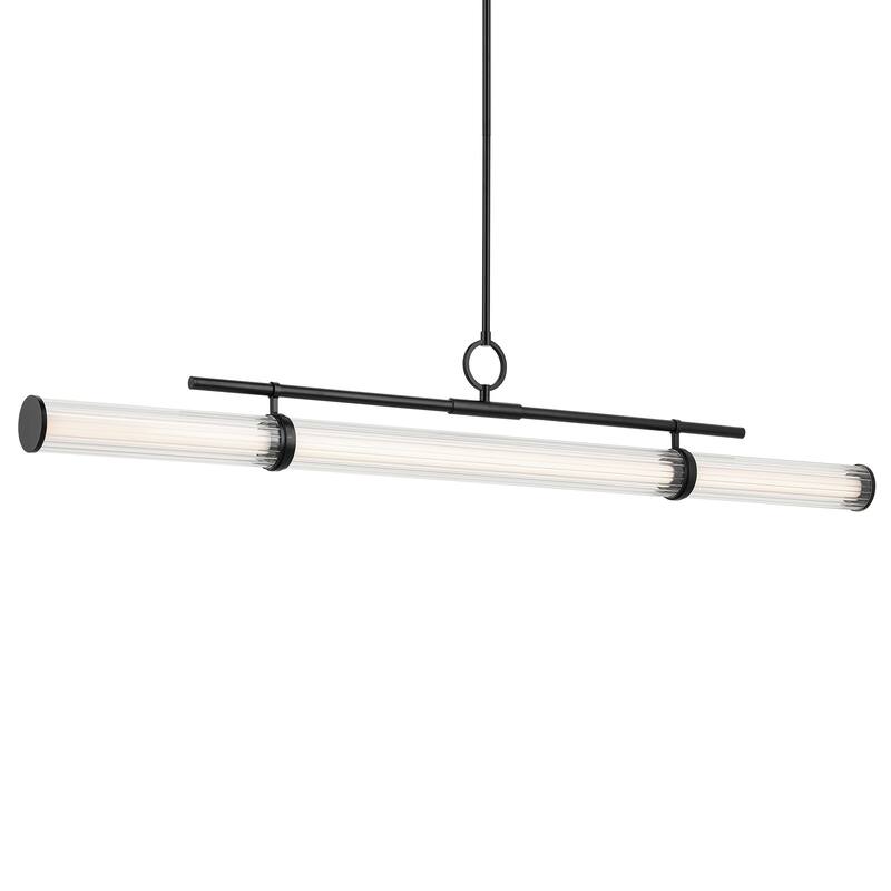 Riven 60.25 Inch LED 1 Light Linear Chandelier with Clear Fluted Glass in Black