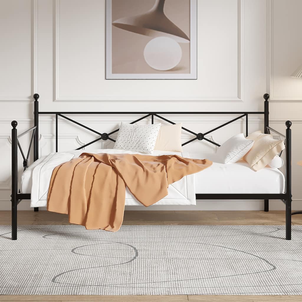 VECELO Twin Daybed with Headboard Sofa Bed Platform Mattress Foundation for Living Room Guest Room Easy Assembly