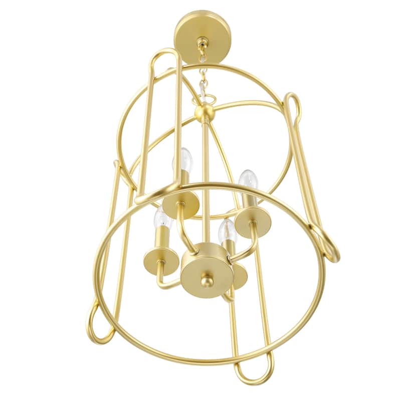 Acroma 4-light Modern Gold Cage Chandelier Drum Dining Lights - 13.87'' D