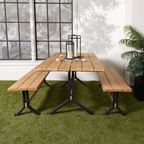 SEI Furniture Contemporary Natural Wood Dining Set (Set of 3)