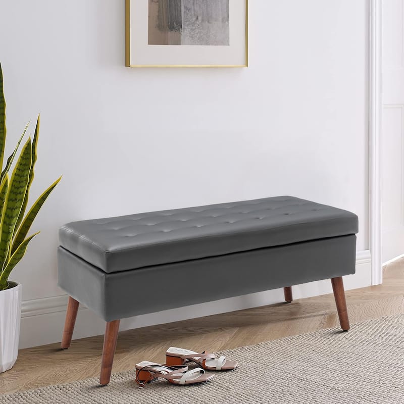 Modern Stylish Upholstered Storage Bench with Flip Top