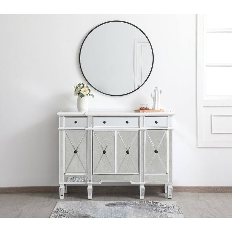 Contemporary 3-drawer 4-door Mirrored Cabinet