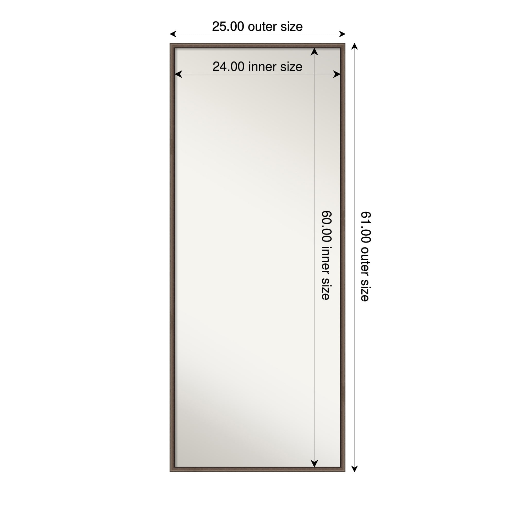 Cordelia Thin Non-Beveled Wood Framed Full-Length Floor Leaner Mirror - 25 x 61 in